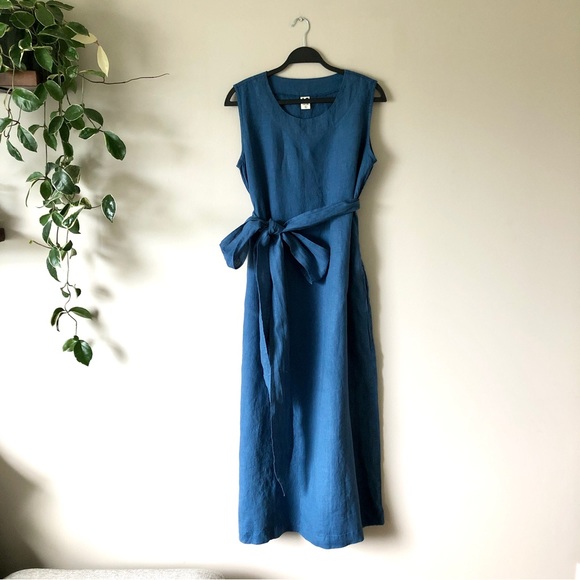 Lenok Dresses 0 Linen Blue Midi Dress L Poshmark